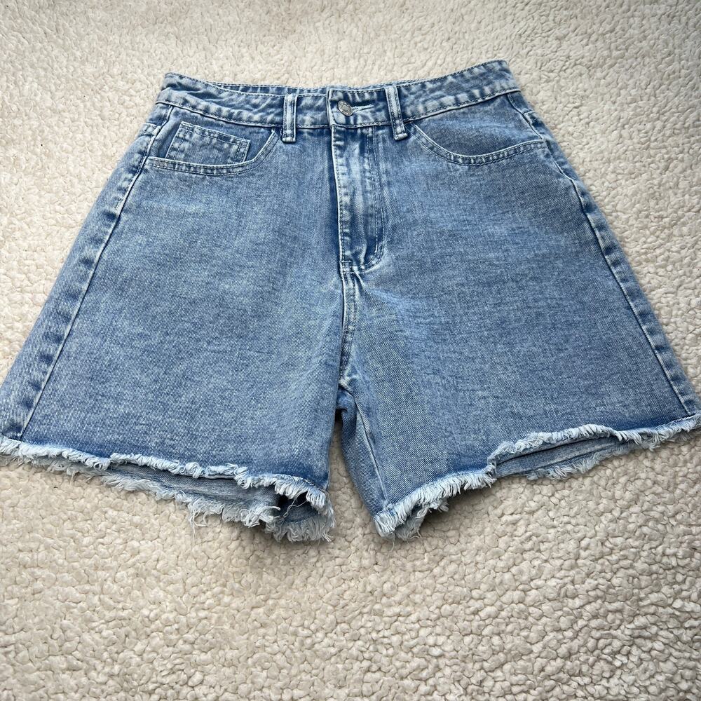 Shein High Rise Cut Off Denim Mom Shorts Small